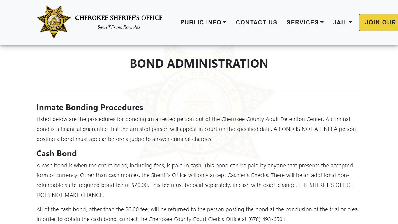 Bonds - Sheriff - Cherokee County, Ga